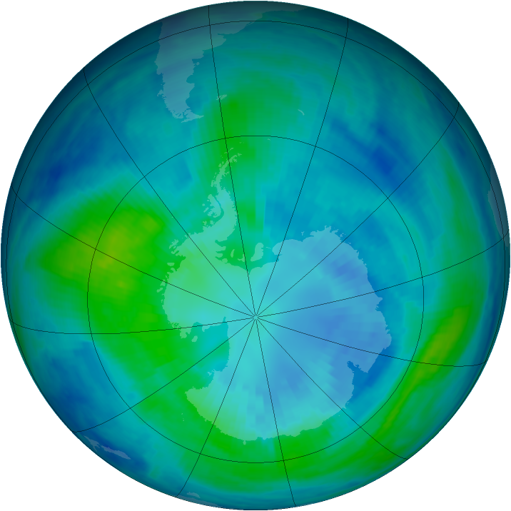 Antarctic ozone map for 07 April 1999